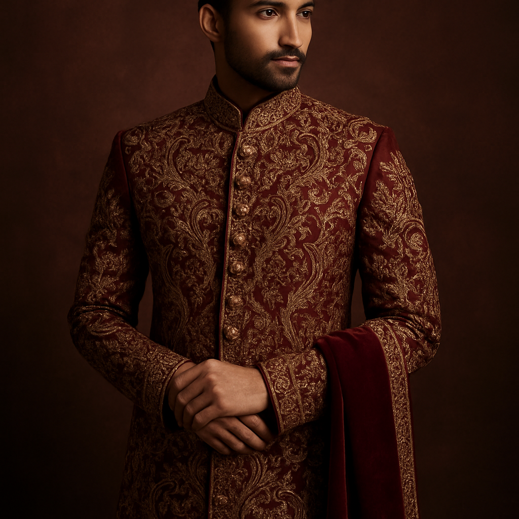 Embroidered Groom Sherwani